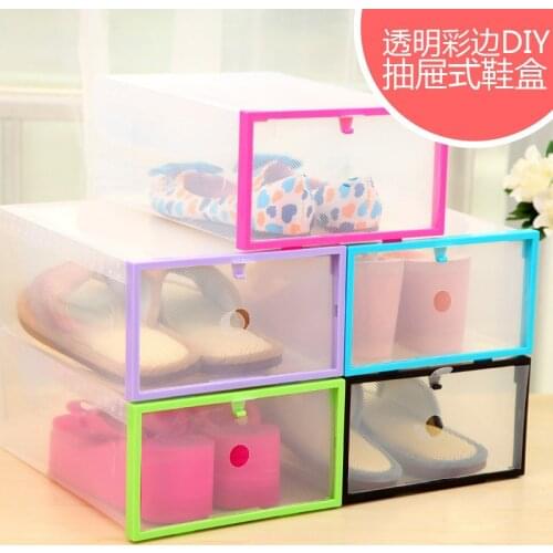 DIY Thick Plastic Shoe Box Storage box Home Organizer Drawer Stackable Foldable Storage Drawer Racks