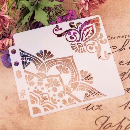 14.1*13 Flower button scrapbook stencils spray plastic mold shield DIY cake hollow Embellishment printing lace ruler Easter