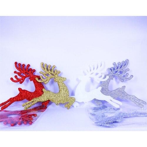 4Pcs 10cm Deer/Elk Christmas Tree Decoration Hanging Ornament Santa Claus Glitter Reindeer Toy Gifts Decorations for Home