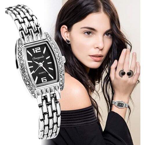 Women rhinestone quartz watches fashion new design women girl ladies luxury stainless steel black and white wristwatches relojes
