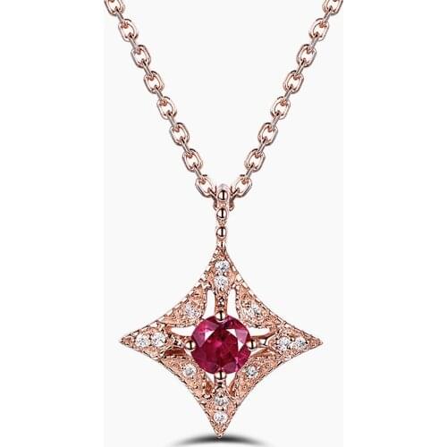 Vintage royal carving red crystal ruby gemstones diamonds pendant necklaces for women rose gold choker chain jewelry bijoux gift