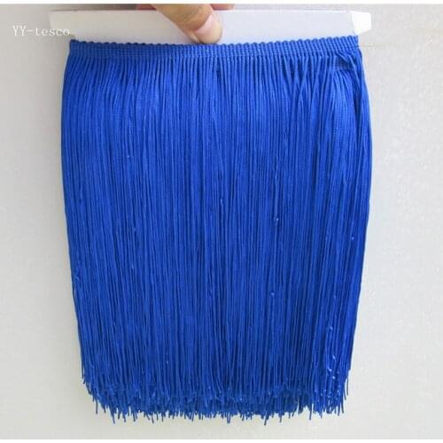 1 Yard 25CM Long Polyester Lace Tassel Fringe sapphire Lace Trim Ribbon Sew Latin Dress Stage Garment Curtain DIY Accessories