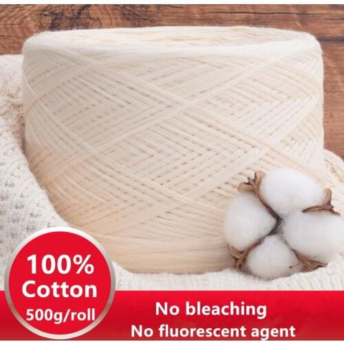 100% Cotton Knitting Yarn Original White Baby Yarn Crochet Needlework High Quality Wool Yarn Hand Knitting Sweater 500g