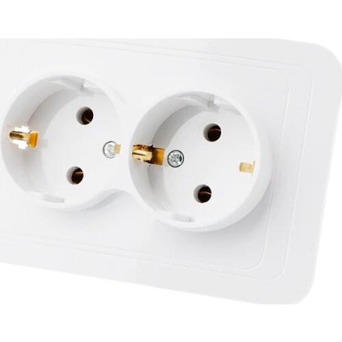 220V/16A 118x80mm EU Double Ground Socket Household Industrial Power Outlet