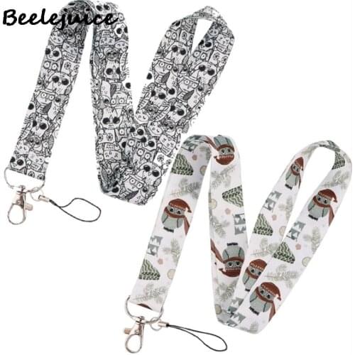 24pcs Cartoon Cute Owl Neck Strap Lanyards ID badge card holder keychain Mobile Phone Strap Ribbon webbing necklace Decorations