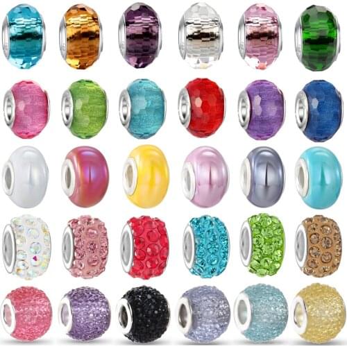 Big Hole Colorful Crystal Glass Beads Mix Colorful fit 3mm Bracelet DIY for Women Jewelry Making Gifts