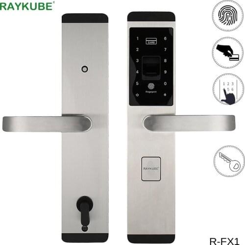 RAYKUBE Fingerprint Lock Digital Electronic Door Lock For Home Anti-theft Intelligent Lock Password & RFID Card R-FX1