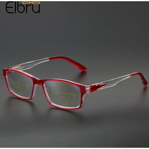 Elbru Progressive Multi-focus Reading Glasses Smart Zoom Anti Blue Light Spring Leg Presbyopic Eyeglasses Diopters +1.0 to +3.5