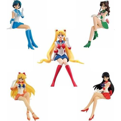 Sailor Moon Figure Pvc Figurine Model Sailor Moon Huoyeli Mizuno Ami 5 Sitting Positions Dolls Collect Ornaments Girl Toys Gift