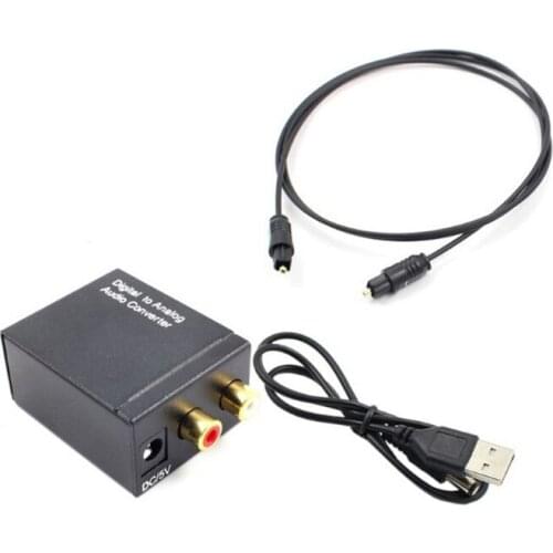 Coaxial Digital Signal Optical Fiber To Analog Audio Converter Audio Output Connector 2XRCA 51X41X26MM