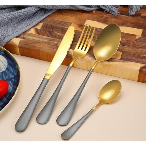 High grade tableware set black gold plated stainless steel knife and fork Creative Color Western steak dinnerware