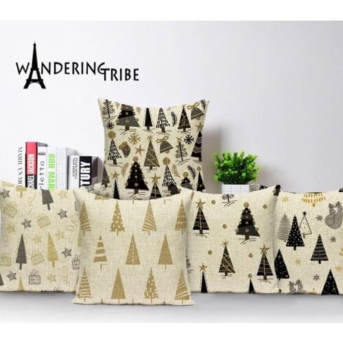Cartoon Tree Cushion Covers Christmas Tree Pillow Cases Deer Animal Decoration Sofa Pillow Covers Plant Decorative Cushion Cover