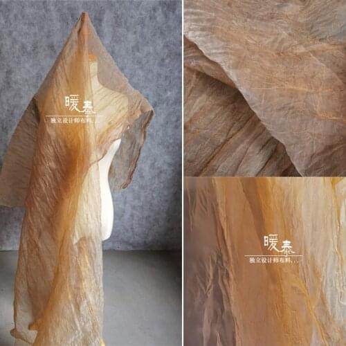 Retro Irregular Crepe Tulle Fabric Light Brown DIY Background Decor Sewing Skirt Veil Wedding Dress Designer Fabric