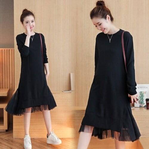 Pregnancy Clothes For Pregnant Women Long Sleeve Bottoming Dress Maternity Autumn Winter Clothes Lace Maternity Dresses