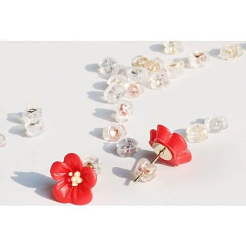 Wholesale 6PCS Copper-clad Silicone Earplugs Gold/Rose Gold/Rhodium Earring Backs Padded Mushroom For DIY Jewelry Making