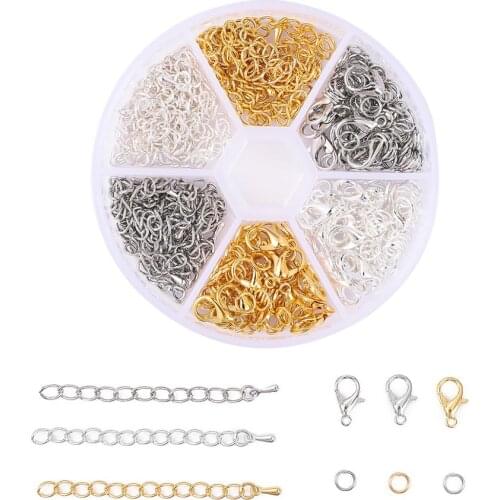 Jewelry Findings Set Open Jump Rings Lobster Clasp Clip Buckle Tail Extender Chain Earring Hook Jewelry Making Supplies Kit