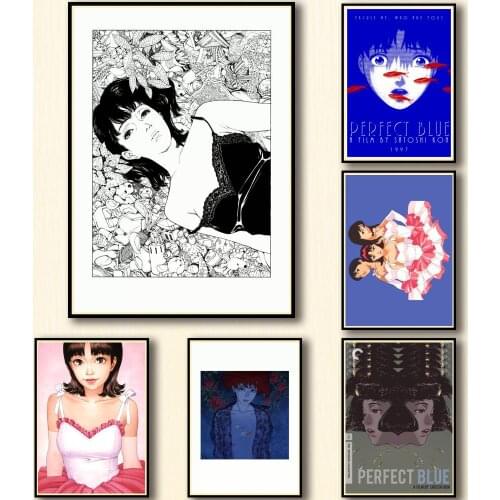 30 Designs Kon Satoshi Perfect Blue Whitepaper Poster HomeDecal Painting Wall Sticker for Coffee House Bar