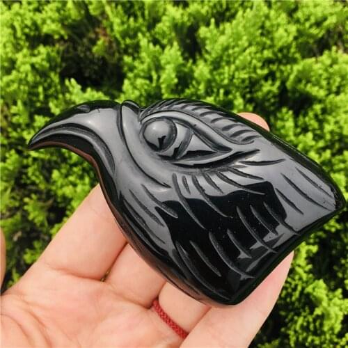 Natural obsidian eagle head hand carved crystal healing stone DIY home decor