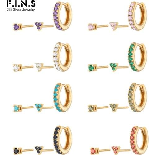 F.I.N.S 3Pcs/Set Zircon Earrings For Women 925 Silver Huggie Ear Piercing Hoop Earrings Jewelry Fine Earring Jewelry Accessories