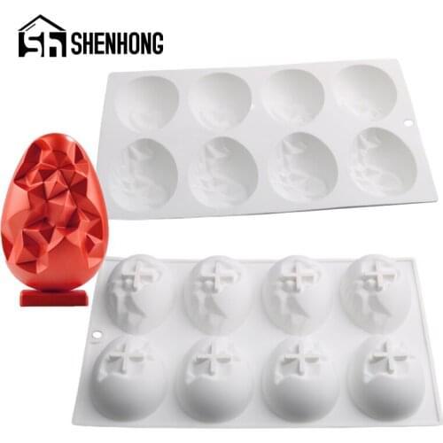 SHENHONG Easter Egg with Diamond Pattern Silicone Cake Molds Chocolate Moulds Kitchen Dessert Bakeware Mousse Baking Tools