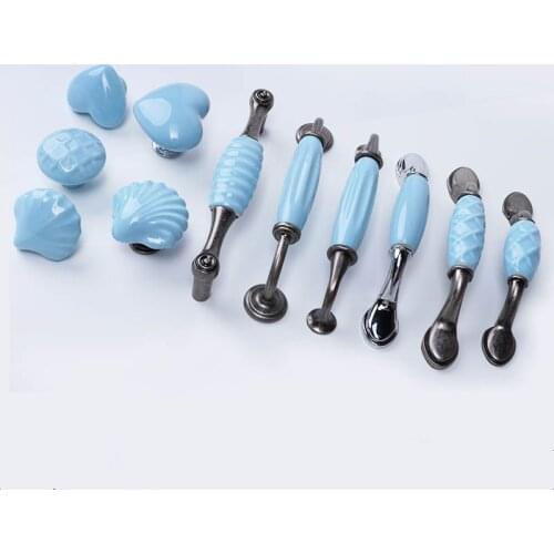 Blue Ceramic Cabinet Handles Drawer Knobs Kitchen Handles Cabinet Knobs and Handles Drawer Pulls Ceramic Knobs for Furniture
