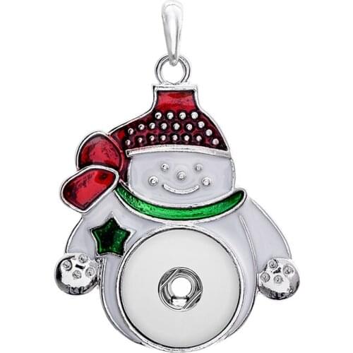 Snowman christmas tree snap button necklace XH6566 (fit 18mm 20mm snaps) BOBOSGIRL