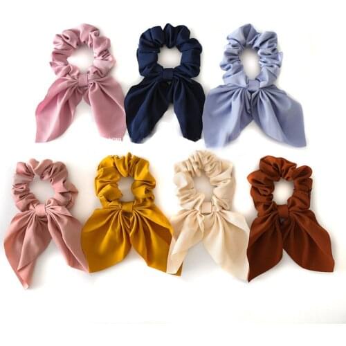 Solt Satin Bow Hair Scrunchies Hair Ribbon Hair Band Headband Adult Hair Accessories