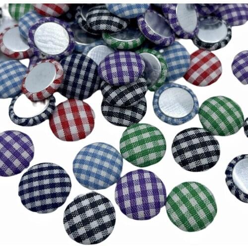 Suoja 50Pcs/lot 15mm Mixed Lattice Buttons Fabric Scrapbooking Fabric Covered Buttons Lace Button For DIY Sewing Accessories
