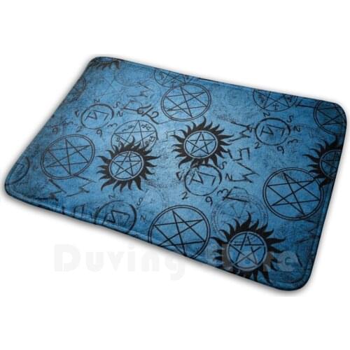 Supernatural Blue Mat Rug Carpet Anti-Slip Floor Mats Bedroom Supernatural Spn Family Dean Sam Cas Castile Winchester Love Good