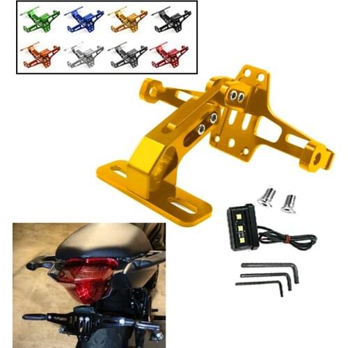 Universal CNC Adjustable Angle Rear License Plate Mount Holder Frame LED Light For YAMAHA V530EXC EXC-R XC-W XCR-W SEROW225/250