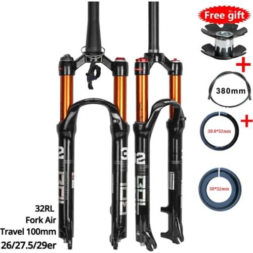 Magnesium Alloy MTB Bicycle Fork Supension Air 26/27.5/ 29er Inch Mountain Bike 32 RL100mm Fork For A Bicycle Accessories
