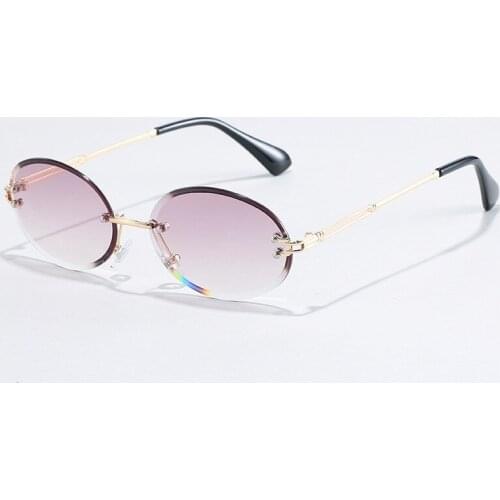Vintage Rimless Sunglasses Women Men 2020 Fashion Brand Design Retro Oval Frameless Sun Glasses Male Female Cutting Lens S339