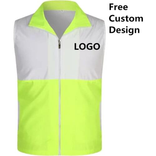 Factory Price! 1PCS Free Custom LOGO Color Matching Safety Vest High visibility Construction work uniforms logo printing