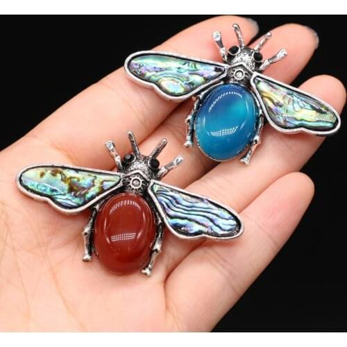 Womens Brooch Natural Stone Alloy Pendant Beef-Shaped For Jewelry Making DIY Necklace Bracelet Clothes Shirts Accessory