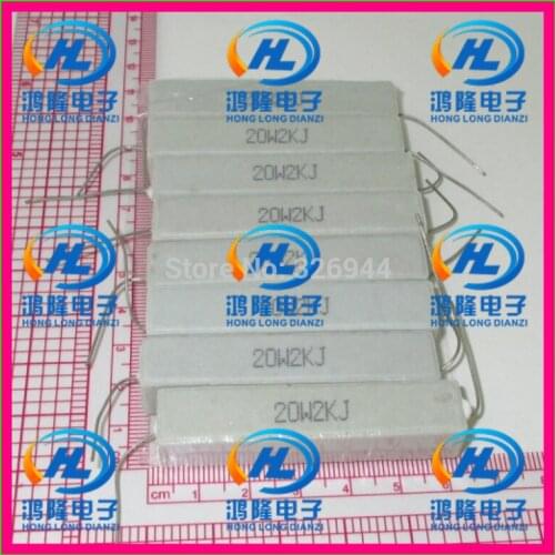 10pcs/lot) 20W 2K ohm +/-5% Horizontal cement resistor / 20W 2KJ ohm 5% Cement resistance / 20W 2KRJ Ceramic resistor