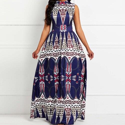 2021 New Long Dresses For Women Party Wedding Evening Printed Sleeveless High Waist Floor Length Elegant Night Vestidos Mujer