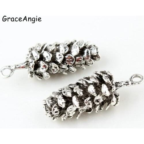 5pcs Pine cone charms Antique gold silver Color Metal Pendant Bracelet Necklace DIY Jewelry Finding Anklets Keychain Handmade
