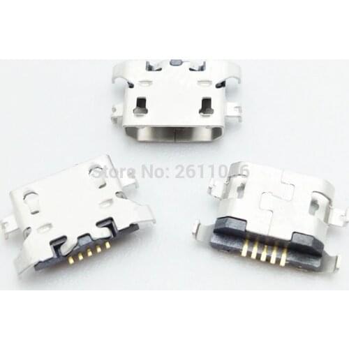 50pcs Micro USB 5pin heavy plate 1.28mm 1.27 Flat mouth without curling Female Connector For lenovo Mobile Phone Mini USB Jack