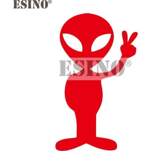 Car Styling Funny Alien Peace Sign We Come in Peace Decorative Decal Cartoon PVC 3D Carving Car Body Sticker Pattern Vinyl