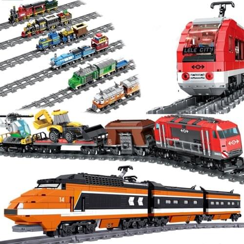Heavy Haul Train Power Electric Passenger Sets Kits Building Blocks Toys Rails Bricks City Vehicle Car