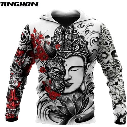Brand clothing Samurai Tattoo 3D Printed Autumn Men Hoodies Unisex Casual Pullover Zip Hoodie Streetwear sudadera hombre WS61