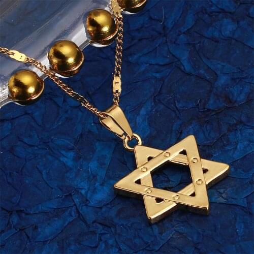 Gold Color Jewish Magen Star of David Pendant Necklace Women Fashion Star of David Chain Jewelry