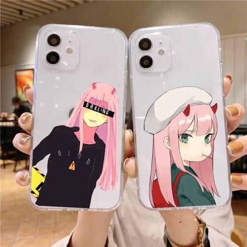 Phone Case for IPhone 11 12 Pro Max X XR XS MAX 6s 7 8 Plus SE 2020 Clear Coque Zero Two Darling In The FranXX Anime Cover Capa