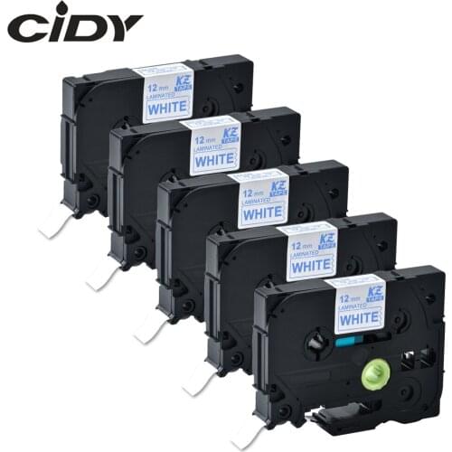 Cidy 5pcs compatible P-touch TZe label tape 12mm tz 233 tz233 tze233 tze 233 tze-233 Blue on White for brother laminated tapes