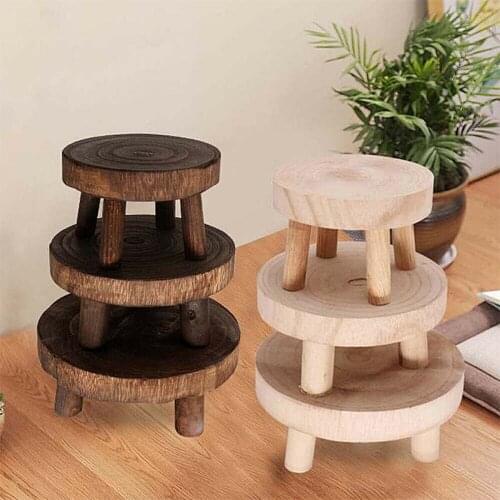 Wooden Plant Stand Flower Pot Base Holder Stool Balcony Succulent Flower Display Shelf Pot Trays Indoor Outdoor Garden Furniture