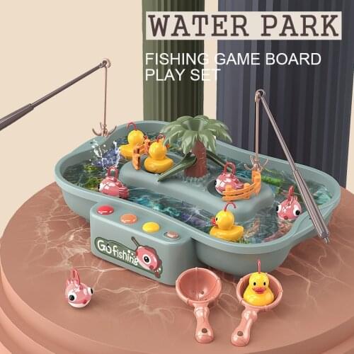 Childrens Magnetic Fishing Toy Fishing Platform Water Play Game Music Electric Circulation Fishing Duck Games for Kids