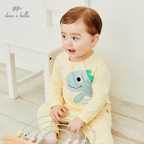 DBX16283 dave bella spring new born baby boys fashion cartoon jumpsuits infant toddler clothes children romper 1 piece
