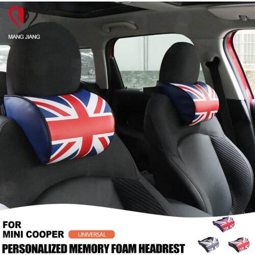 For Mini Cooper Universal Four Seasons F55 R60 Memory Foam Car Neck Support Headrest Pillow PU Leather Interior Car Accessories