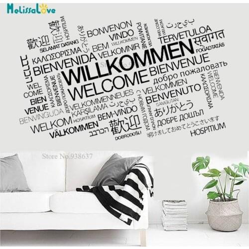 Welcome Willkommen Welkom multi-lingual Many languages Reception Sign Decal Window Door decor Removable Vinyl Wall Sticker BA181