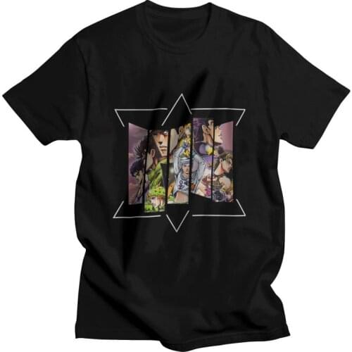 Harajuku Anime Jojos Bizarre Adventure T-Shirts Men T Shirt Short Sleeve jotaro kujo tshirt dio brando Tshirt 100% Cotton Tee